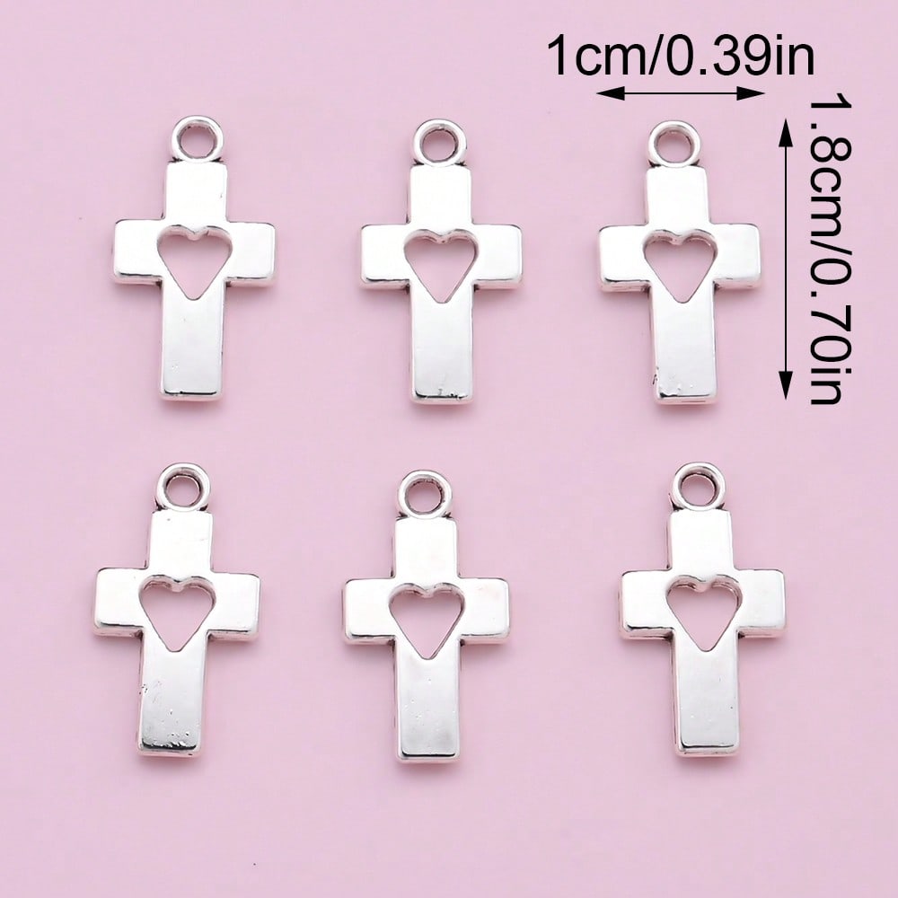 Heart Hollow Cross Pendant Charms