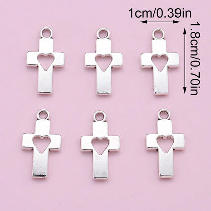Heart Hollow Cross Pendant Charms