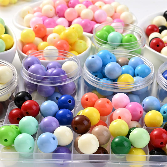 50pcs 16mm Vibrant Acrylic Round Spacer Beads