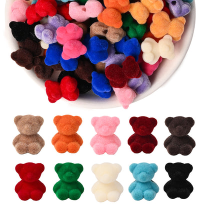 Resin Flocked Bowknot Beads