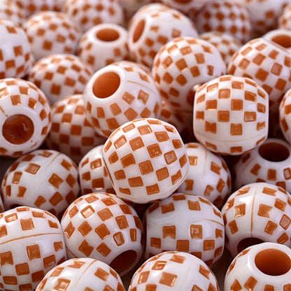 10PCS 14mm Multicolor Checkerboard Acrylic Bead Set