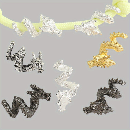 5pcs 14x26mm Ancient Silvery Dragon Shaped Alloy Beads