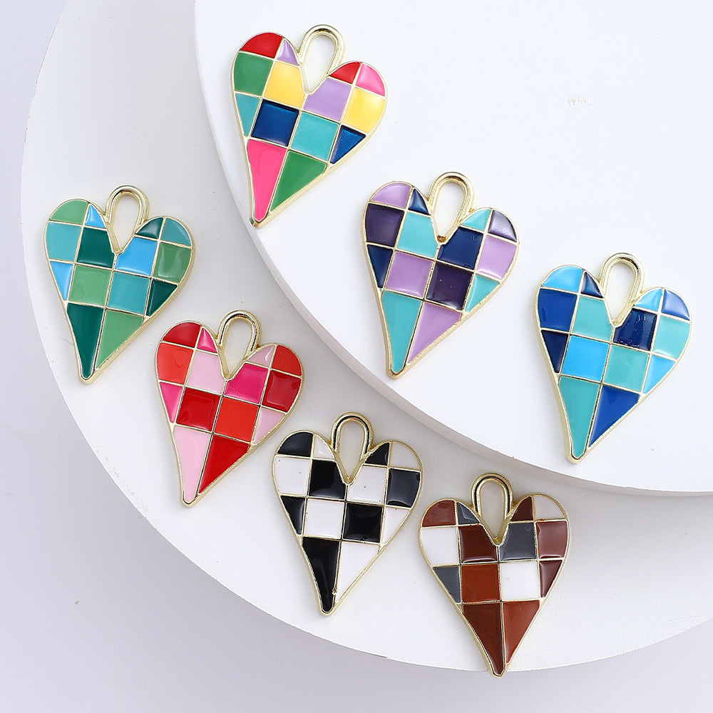 Alloy Enamel Big Heart Charms