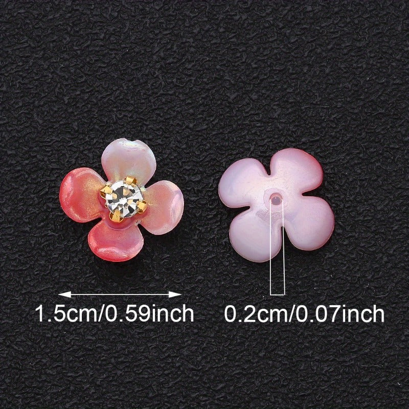 30pcs 15mm Gradient Acrylic Flower Beads