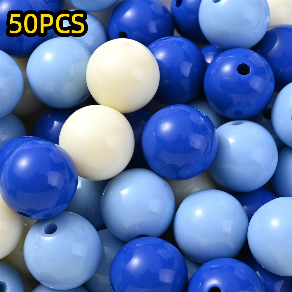 50/100pcs Solid Color Acrylic Round Beads