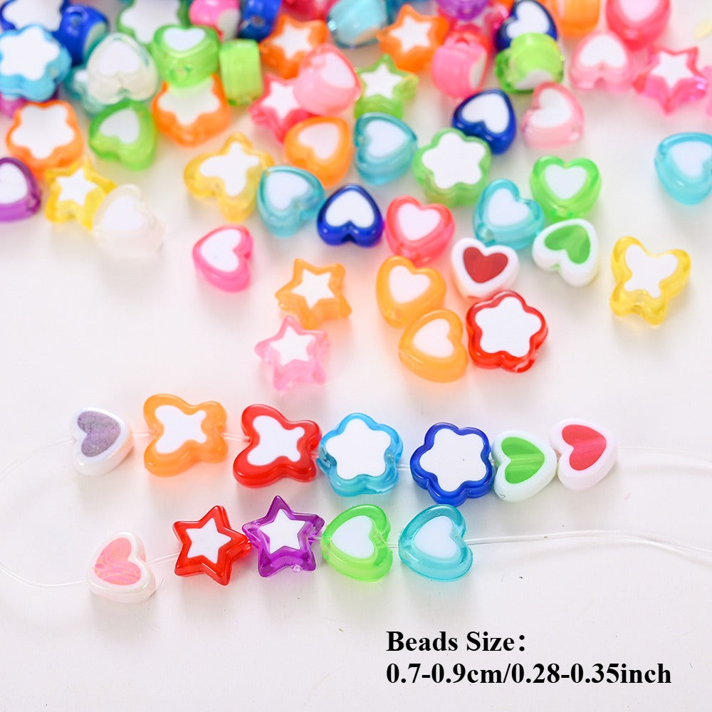 50pcs Colorful Star & Butterfly Acrylic Beads