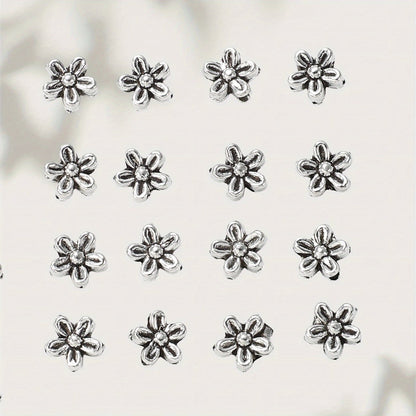 Silver Five-Petal Flower Alloy Beads