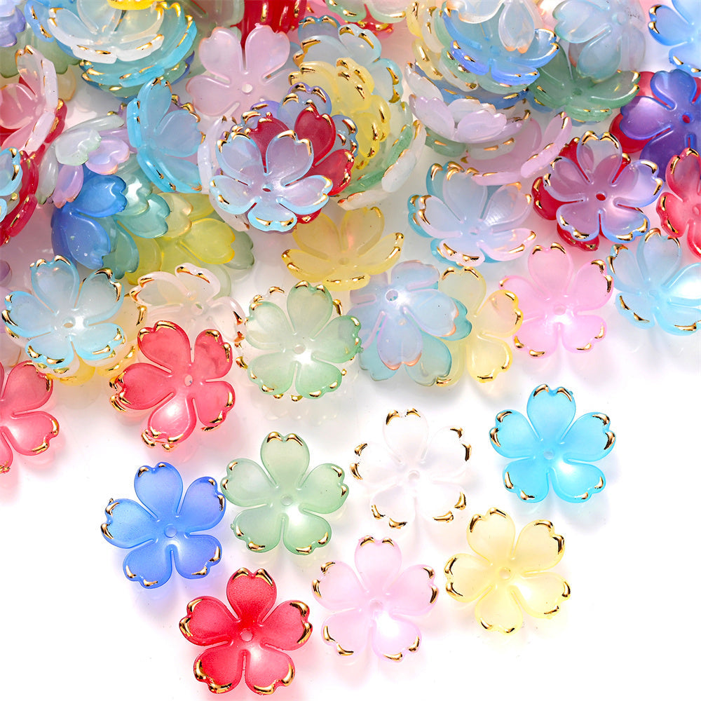 200PCS 19mm Colorful Five-Petal Flower Acrylic Beads