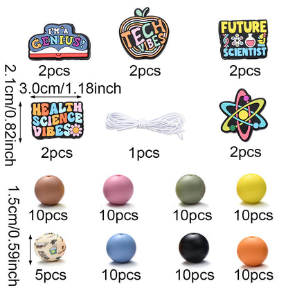 Mix Style Silicone Beads Set with Beading Pens