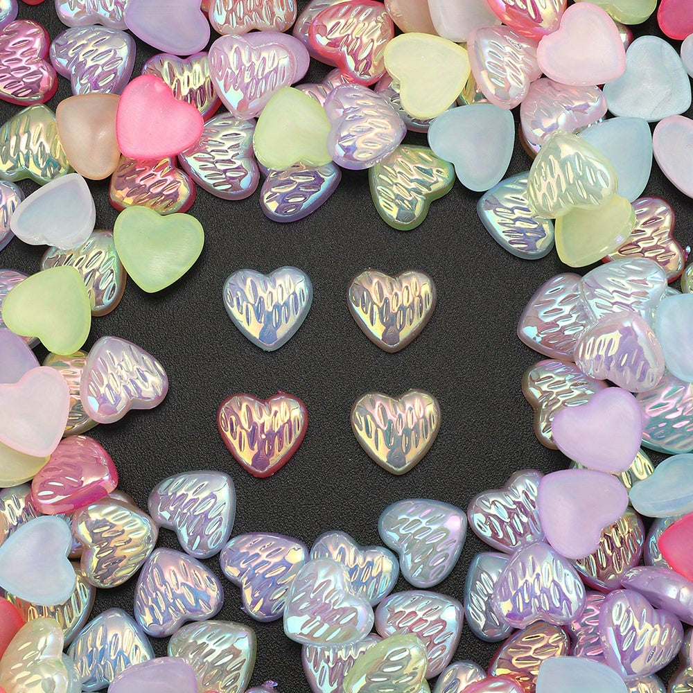 30pcs/set Mini 3D Heart Acrylic Cabochon Beads