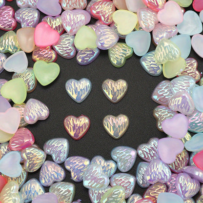 30pcs/set Mini 3D Heart Acrylic Cabochon Beads