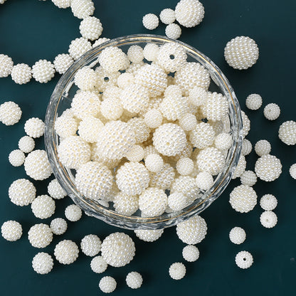 Beige Textured Berry Acrylic Beads
