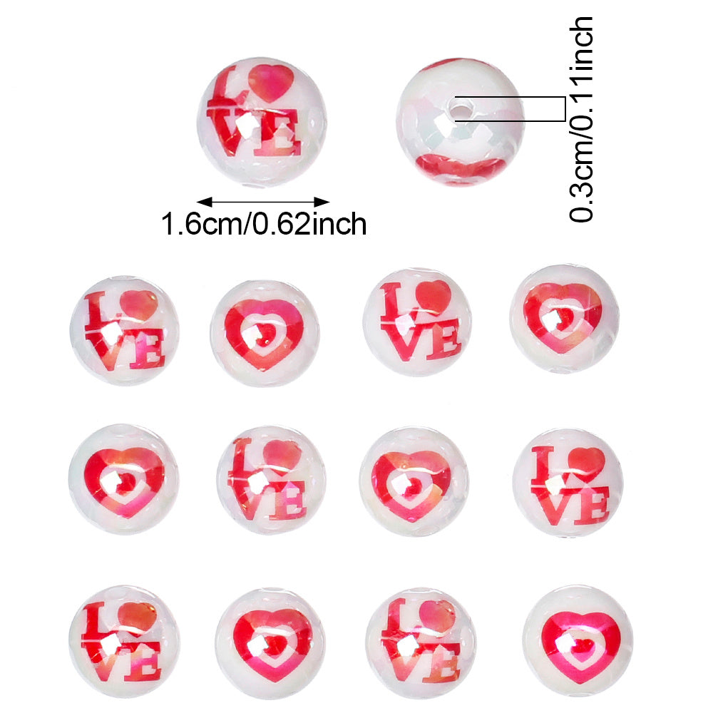 Valentine’s Day Heart-Printed Acrylic Beads