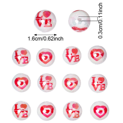Valentine’s Day Heart-Printed Acrylic Beads