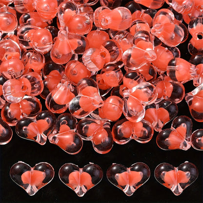 Peach Heart Acrylic Beads