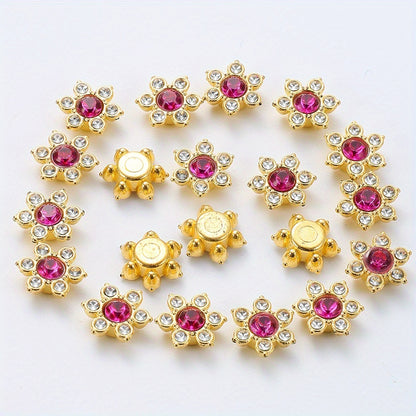 50pcs Six Petal Flower Rhinestone Acrylic Beads