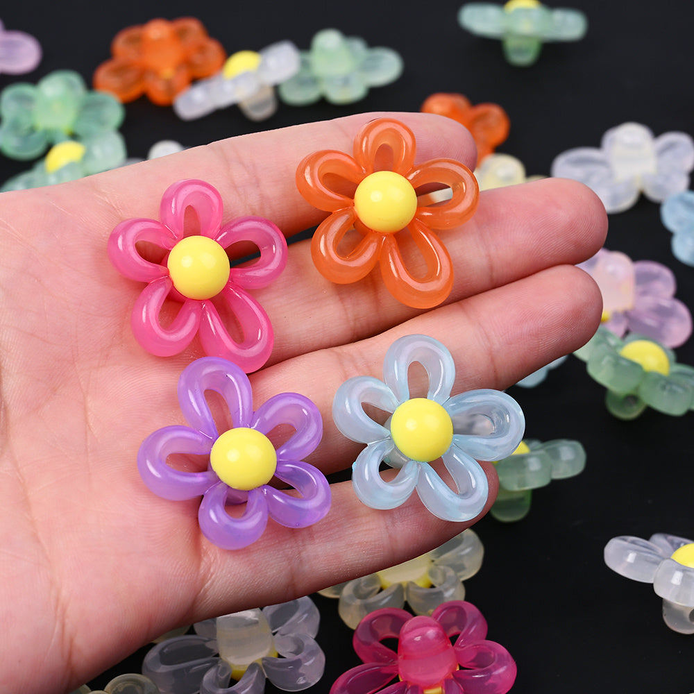 Macaron Color Flower Acrylic Beads