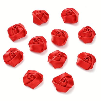 10PCS Multicolor Fabric Rose Bud Flower Embellishment Set
