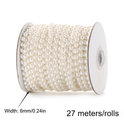 27m/roll 6mm Half Round Imitation Pearl Bead String