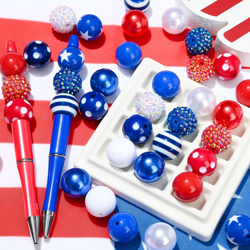 Patriotic Red White and Blue Acrylic Spacer Beads