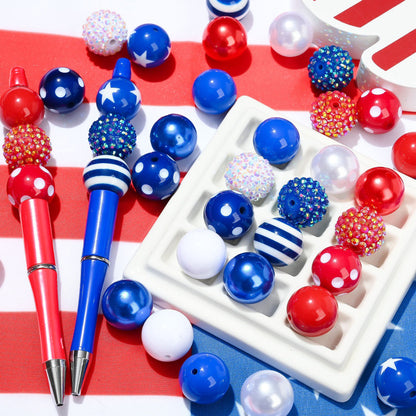Patriotic Red White and Blue Acrylic Spacer Beads