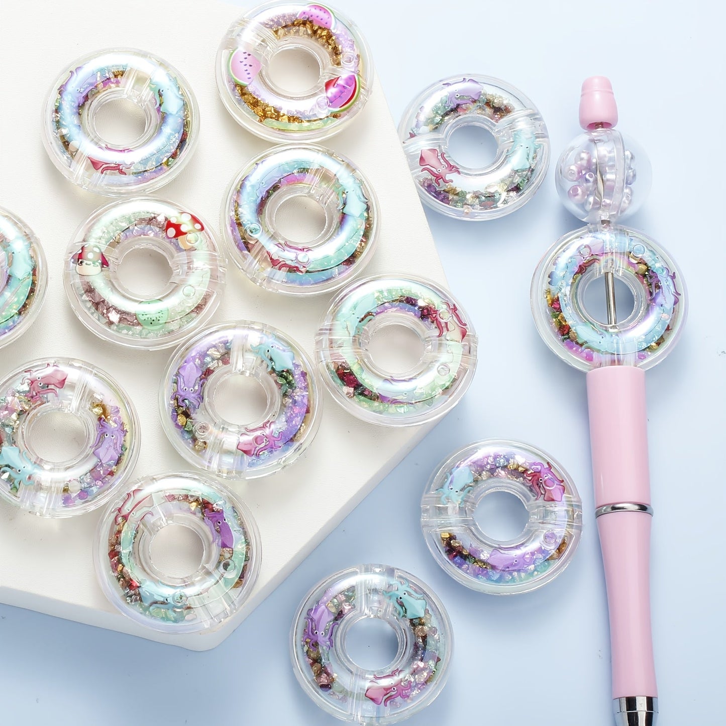 2/3.3cm Large-Hole Donut Acrylic Spacer Beads