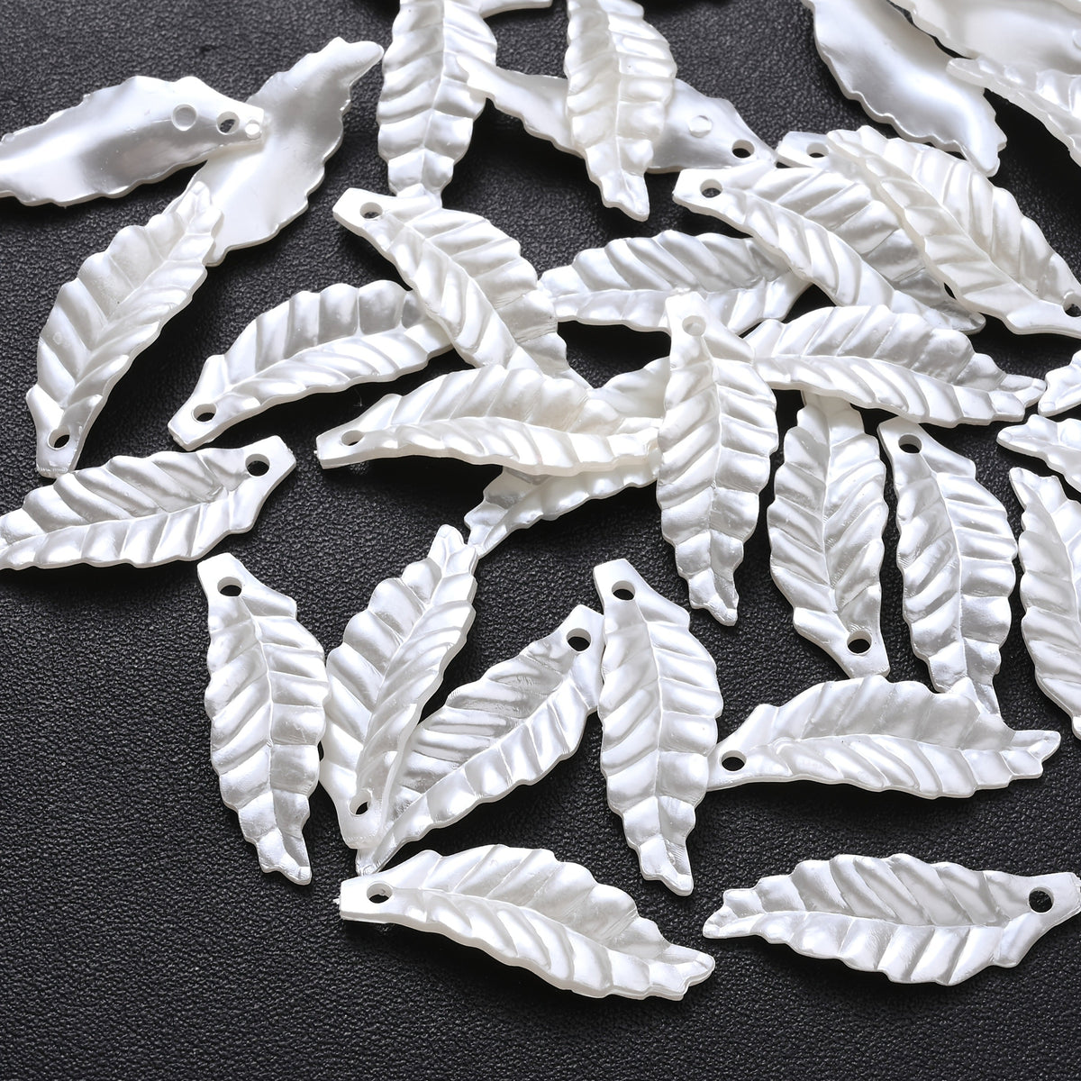 White Leaf Acrylic Beads
