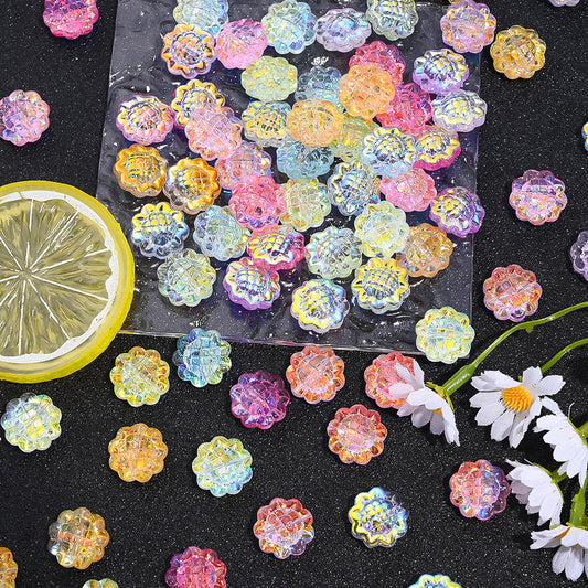 20PCS 15mm Transparent AB Sunflower Glass Jelly Spacer Beads