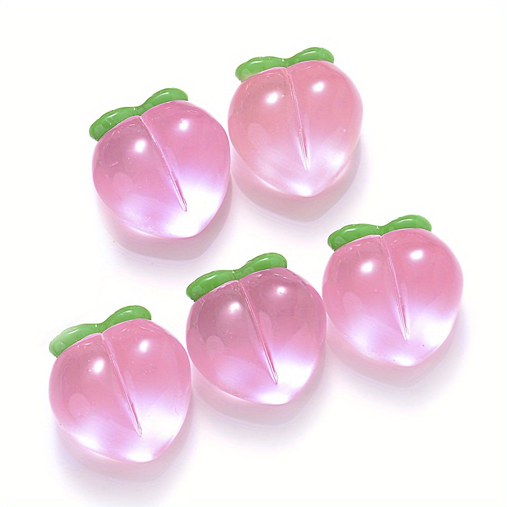 10PCS 17×16mm Pink Transparent Peach Resin Bead Set