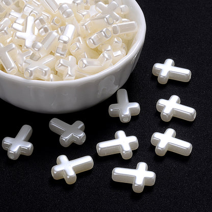 50pcs 12x15mm White Acrylic Cross Beads