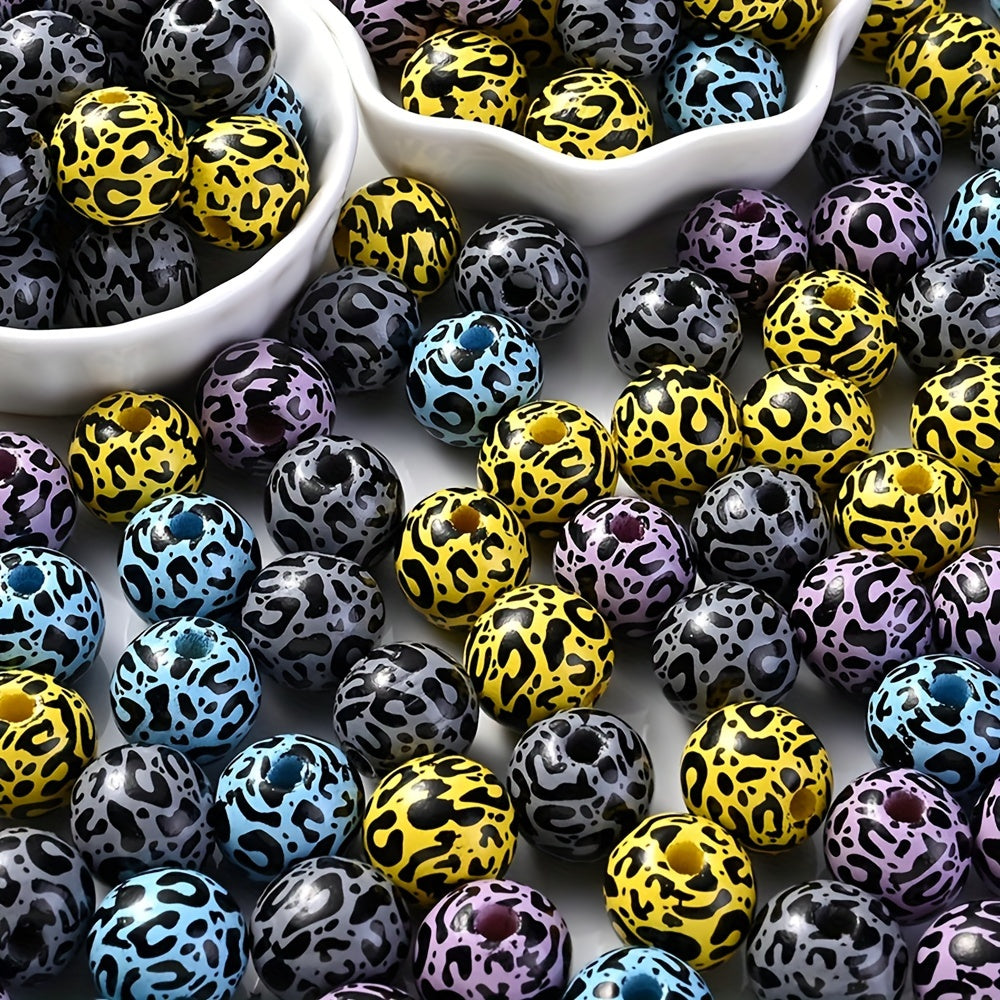 Leopard Print Wooden Beads