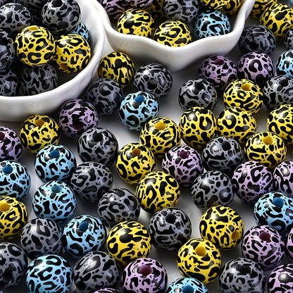 Leopard Print Wooden Beads