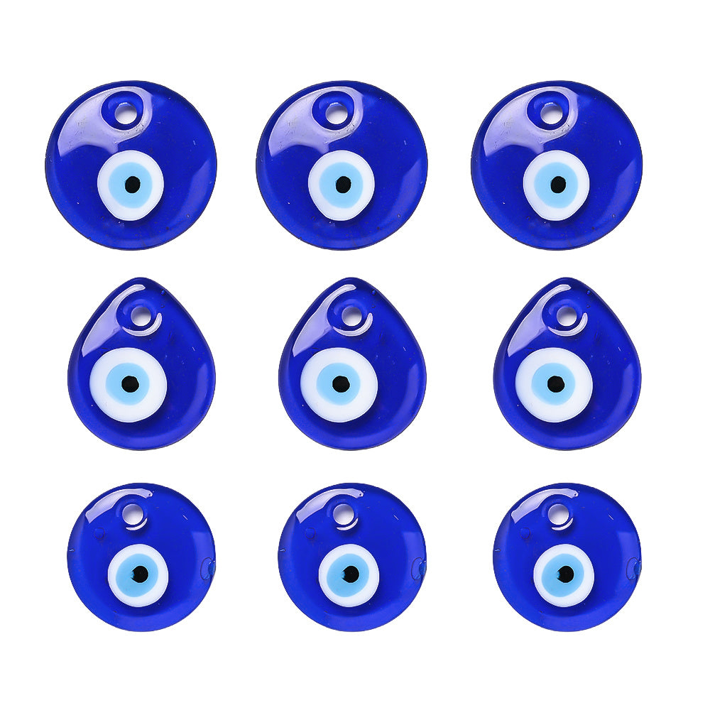 15PCS Blue Evil Eye Glaze Charm Set