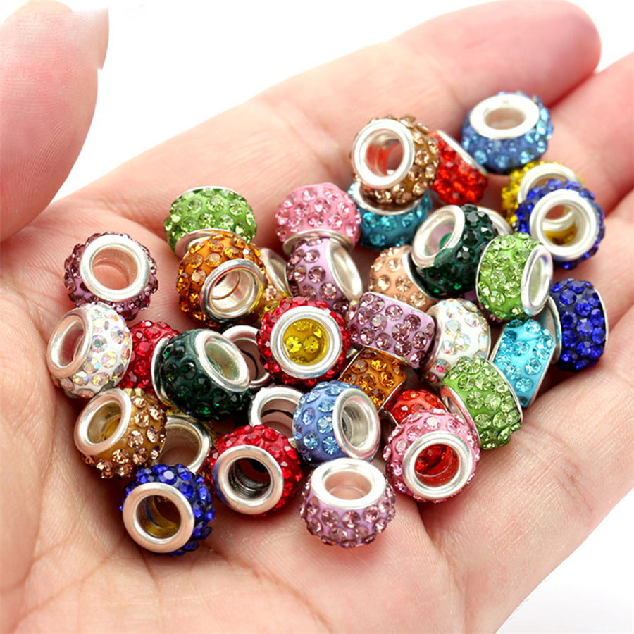 10pcs/lot Colorful European Style Rhinestone Spacer Beads