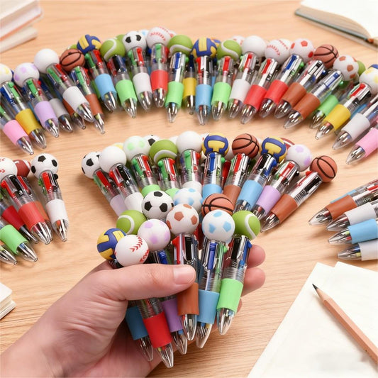 15PCS 4-Color Mini Sports Ball Retractable Pen Set