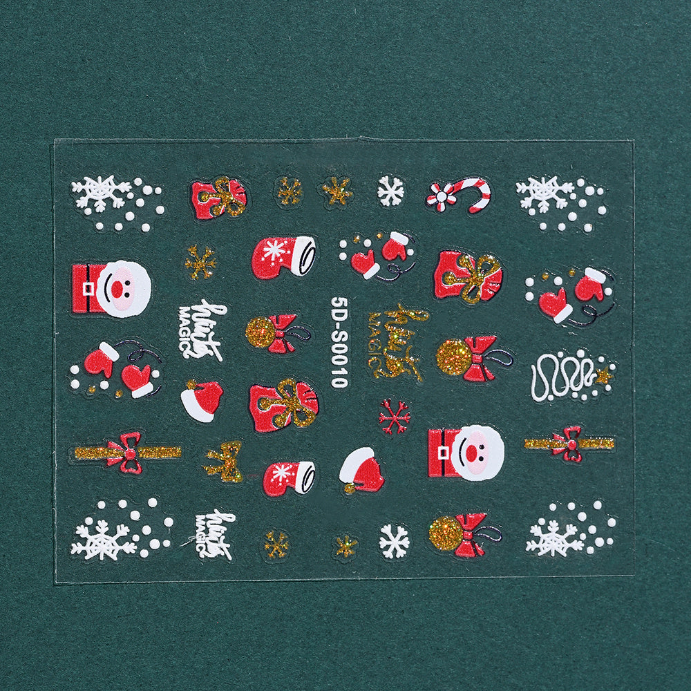 Christmas 5D Embossed Nail Art Stickers