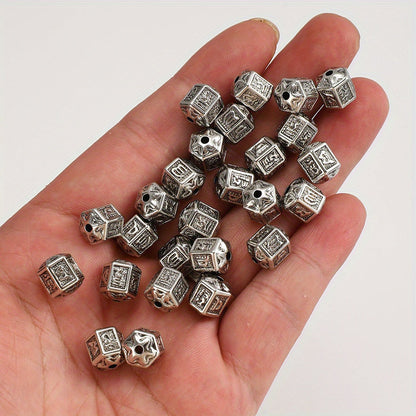 Silver Vintage Barrel Beads