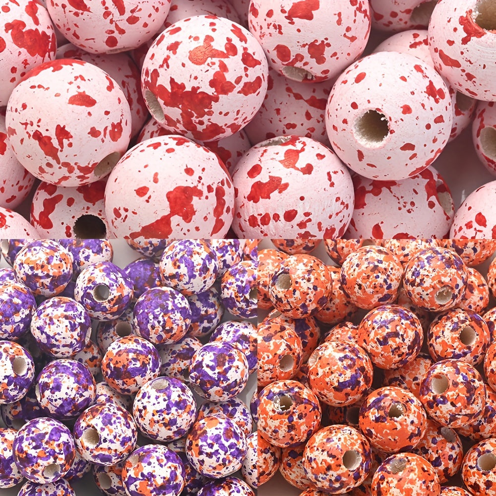 10PCS 16mm Pumpkin-Shaped Wooden Bead Set