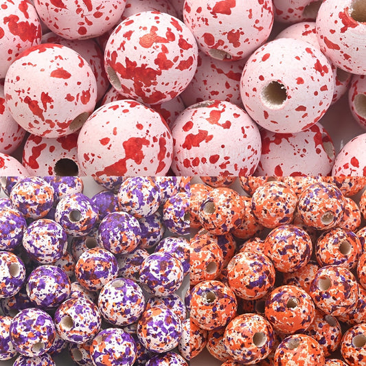 10PCS 16mm Pumpkin-Shaped Wooden Bead Set