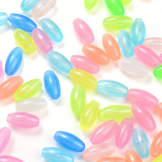 200PCS 6×12mm Colorful Acrylic Rice Beads