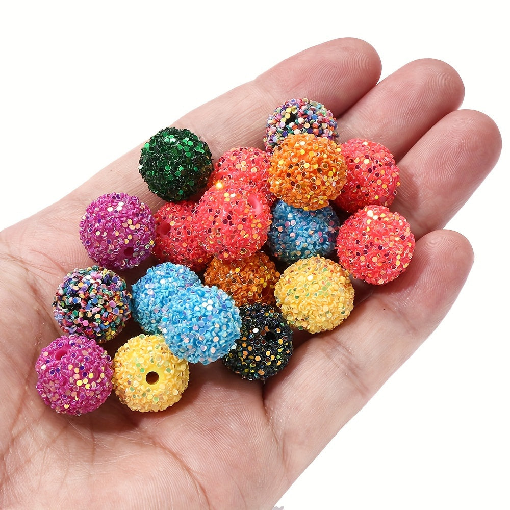 Vibrant 16mm Mixed Color Resin Sequin Beads - Red Bayberry Shape, 10pcs