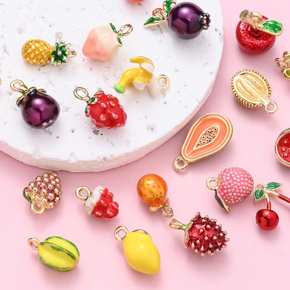 2PCS Fruit Series Alloy Pendant Set