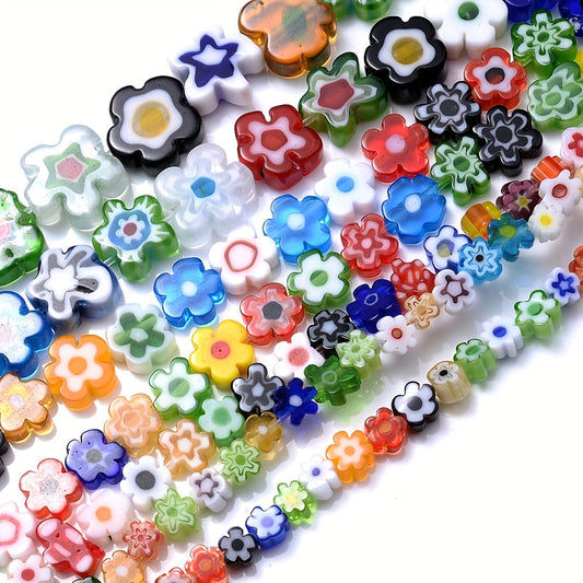 Transparent Floral Glazed Beads