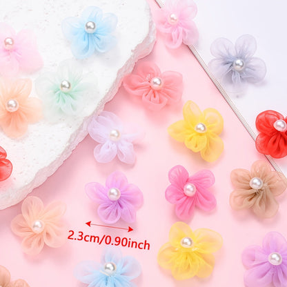 10PCS 23mm Fabric Five-Petal Flower Embellishment Set