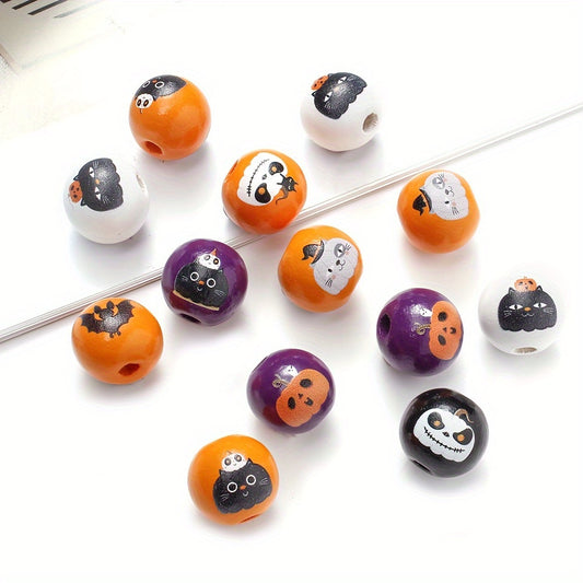 10pcs 16mm Halloween Wooden Round Beads