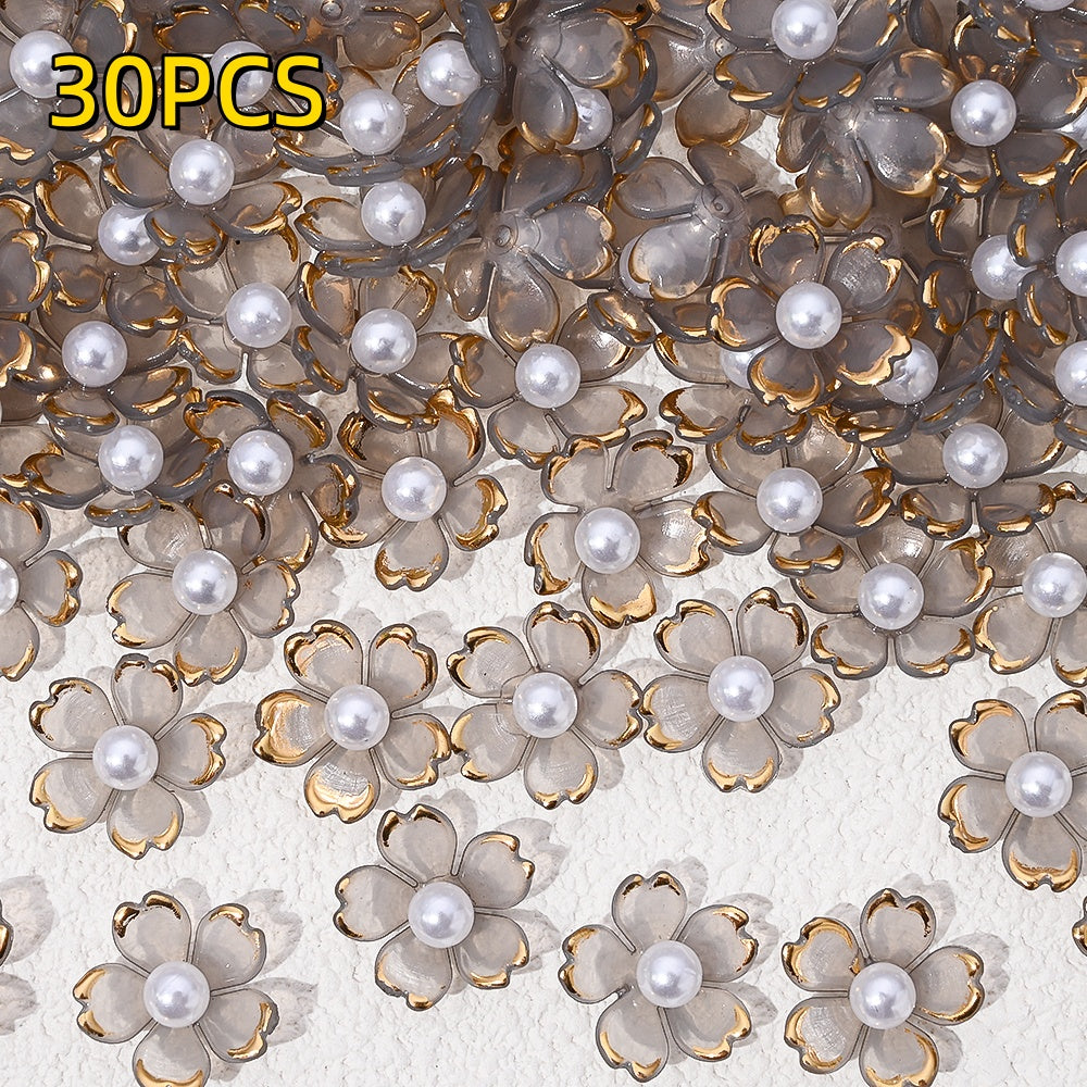 30pcs 15mm Cherry Blossom Acrylic Patch Beads
