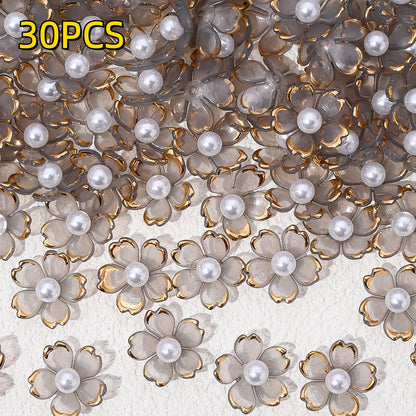 30pcs 15mm Cherry Blossom Acrylic Patch Beads