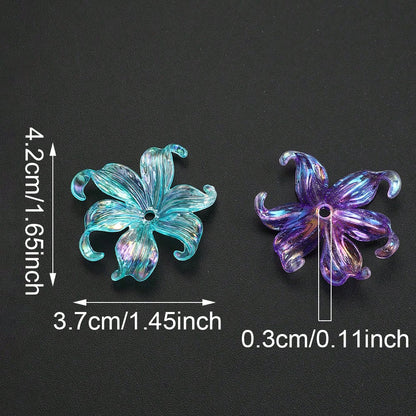 20/40pcs 37x42mm Transparent Acrylic Iris Flower Beads