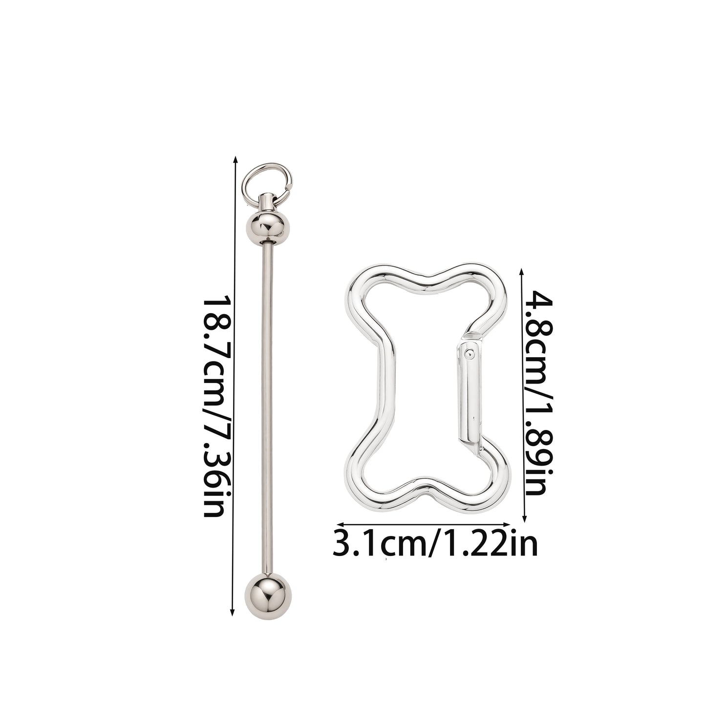 Beadable Bone Shape Keychain Kit