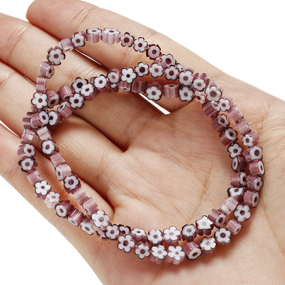 80–106PCS 4mm Colorful Stained Glass Plum Blossom Bead Set